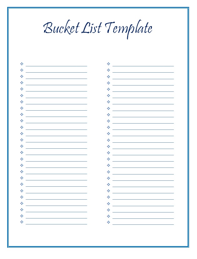 Bucket List Template Free List Templates