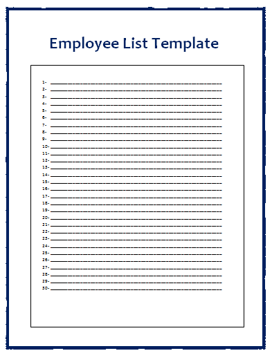 Employee List Template | Free List Templates